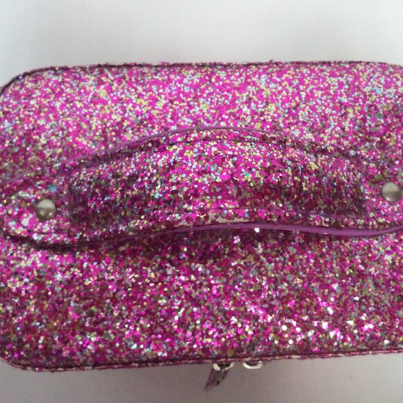 Caboodles Travel Case Glitter Small inside mirror Travel purple silver 4.5" x 7" - Picture 7 of 11